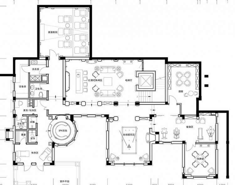 800平自建别墅600万硬装欧式风格SPA酒吧全有了